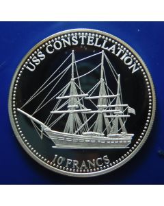 Congo Democratic Republic 10 Francs 2001	 USS Constellation – Silver / Proof