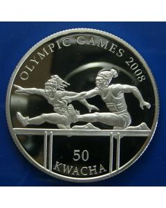 Malawi 50 Kwacha 2008  - Two femal hurdlers - Silver / Proof (low mintage)