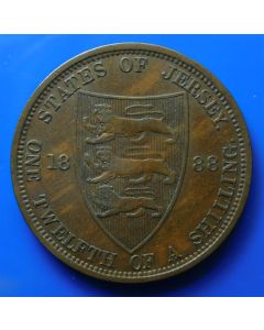 Jersey 1/12 Shilling 1888km# 8 - VICTORIA  D.G. BRITANNIAR