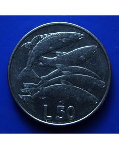 San Marino 	 50 Lire	1975	 Cluster of fish