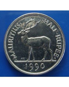 Mauritius  ½ Rupee1990km# 54 