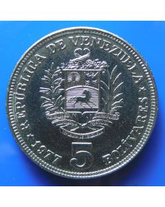 Venezuela  5 Bolivares1977 Y# 53.1 Schön#64a