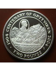 South Georgia a.t.S. Sandwich Isl. 	 2 Pounds	2004	 - Centennial of Grytviken - Proof / Silver  28,55gram Silver coi