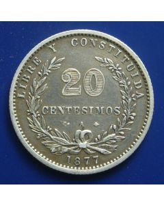 Uruguay  20 Centiesimos 1877A km# 15 