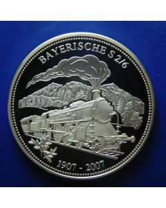 Palau 	5 Dollars	2007	 Locomotive, The Bayerische S216 - Silver