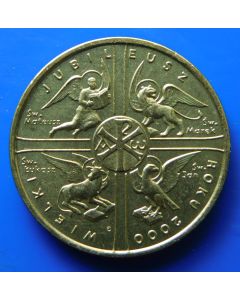 Poland 	 2 Zlote	2000	 - Cross with holy symbolic animals