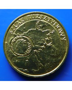 Poland 	 2 Zlote	2001	 - Ancient Roman coin and map with route