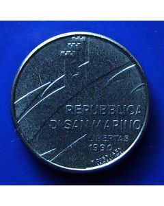 San Marino 	 50 Lire	1990	 Stylized bird