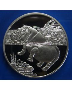 Sierra Leone 	 10 Dollars	2005	 Hippo - Silver / Proof