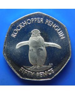 Falkland Islands 50 Pence	2020	 Southern Rockhopper Penguin (Eudyptes chrysocome)