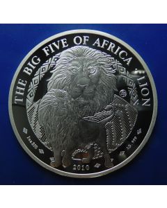 Rwanda 	 500 Francs	2010	Facing lion (Panthera leo) head above walking lion. – Silver / Proof