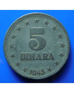 Yugoslavia  5 Dinara1945km#28 Schön#23