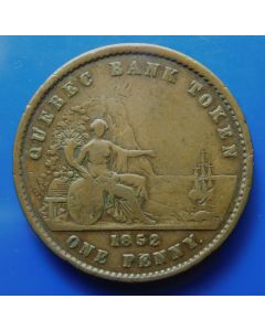 Lower Canada 	2 Sous	1852	 Seated female figure of Commerce with cornucopia – Quebec