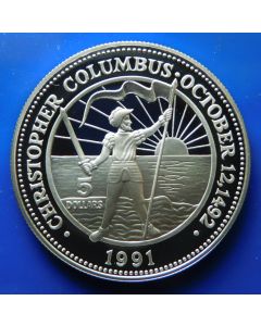 Bahamas 	5 Dollars	1991	 - Proof / Silver – Christopher Columbus