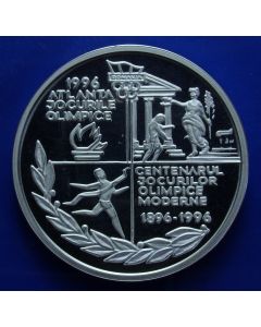Romania  100 Lei	1996	 Four Olympic scenes - Silver / Proof