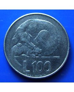 San Marino 	 100 Lire	1975	 Dog and cat lying together