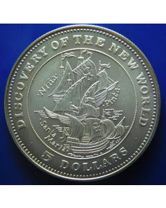 Bahamas 5 Dollars 1992	The three ships of Christopher Columbus. But not in Proof, it's matt***
