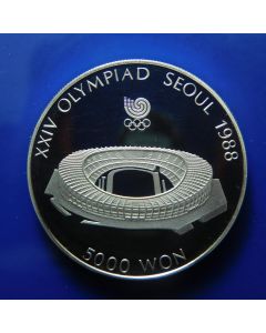 Korea-South 	 5000 Won	1987	 - Stadium - Silver / Proof