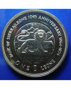 Sierra Leone 	 Leone	1974	 Silver – Bank of Sierra Leone 10th Anniversary 1964-1974 