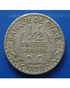 Syria  French Protectorate 	½ Piastre 	1921