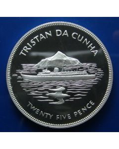 Tristan Da Cunha	25 Pence	1977	 Boat and rock - Silver