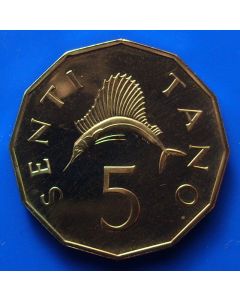 Tanzania 	 5 Senti	1966	 - Sailfish / Proof