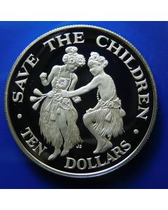 Cook Islands	 10 Dollars	1990	 - Save the Children, Grass-skirted dancers - Silver / Proof 