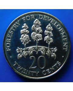 Jamaica	 20 Cents	 1977u	 Proof - Mahoe trees F.A.O.