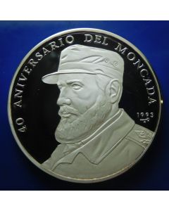 Carib.C.	 20 Pesos	1993	 Fidel Castro 40th Ann. Of Moncada - Silver / Proof