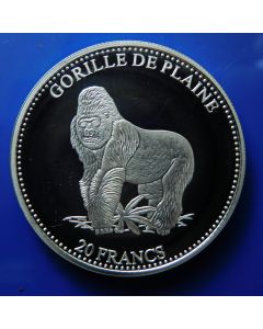 Congo Democratic Republic 	20 Francs	2001	 Gorille de plaine - Silver / Proof