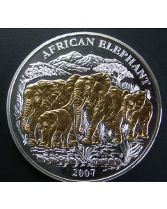 Rwanda 	 1000 Francs	2007	  Proof, African Elephant- 3 Ounce – Mintage 500pc (in capsul)