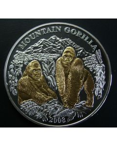 Rwanda 	 1000 Francs	2008	 Two Gorilla's – 3 Ounce – Mintage 500pc (in Capsul)