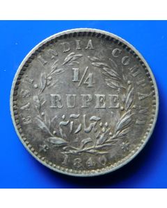 India-British-Colony  ¼ Rupee 1840 km#454 