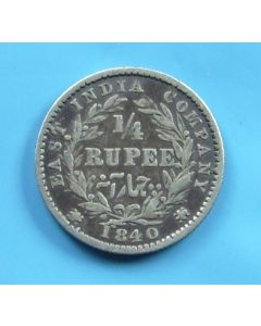 India-British-Colony  ¼ Rupee 1840m km#454.3