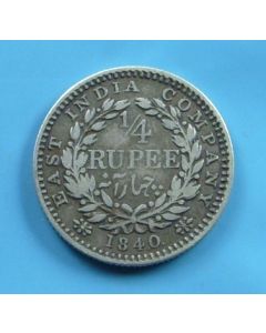 India-British-Colony  ¼ Rupee 1840b km#453.1