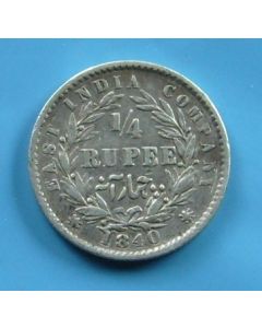 India-British-Colony  ¼ Rupee 1840c km#453.2