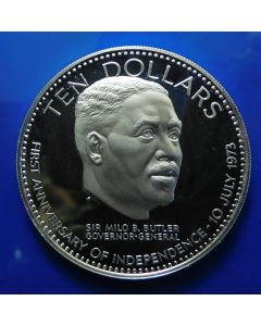 Bahamas 	10 Dollars	1974	 FIRST ANNIVERSARY OF INDEPENDENCE 10 JULY 1973 – Silver / Proof