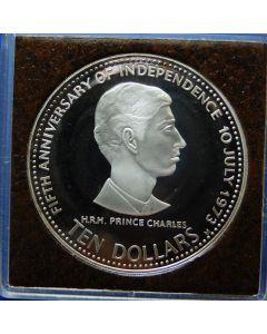 Bahamas 10 Dollars 1978	 5Th Ann. Of Independence - Silver / Proof