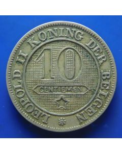 Belgium 	 10 Centimes	1894	 Léopold II (Dutch text) km# 43