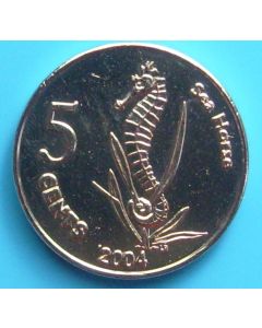 Keeliing Cocos 5 Cents2004 x#11A Sea Horse