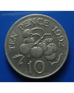 Guernsey  10 Pence1992 km# 43.2