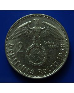 Third Reich  2 Reichsmark 1938B km# 93