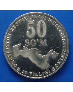 Uzbekistan 50 Som2001km# 15  Schön# 38     unc 