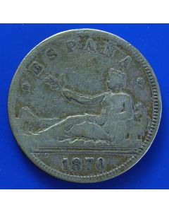Spain  2 Pesetas 1870(70) km# 654
