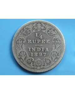 India-British-Colony  ¼ Rupee 1897C km#490 