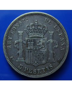 Spain  5 Pesetas 1890 PG-M km# 689