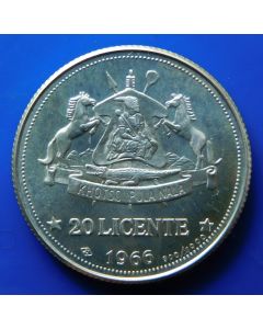 Lesotho 	 20 Lisente	1966	 Independence Attained   (Small 900/1000 at right of date) – Silver / Proof