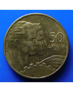 Yugoslavia 	 50 Dinara	1955	 - Two jugate heads, cogwheel
