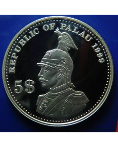 Palau 	5 Dollars	1999	  International coin series, German Samoa – Silver