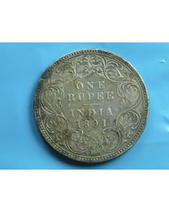 India-British-Colony  Rupee 1891B km#492 